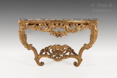 Carved, openwork and gilded wood console...