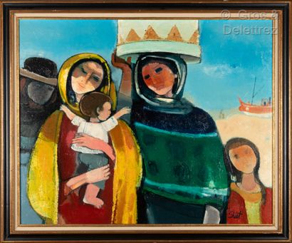 null Serge SHART (1927-2011) The women of Nazaré Oil on canvas signed lower right,...