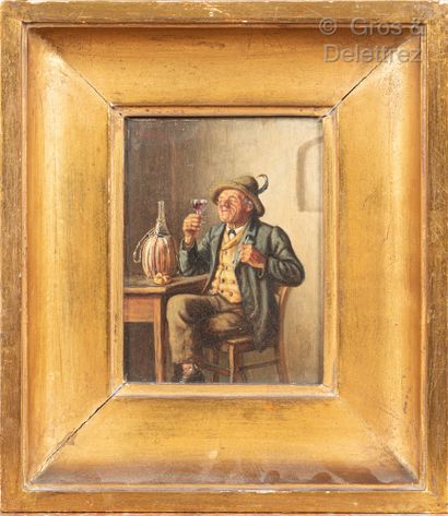null French school of the XIXth century Happy drinker and smoker Two oil paintings...