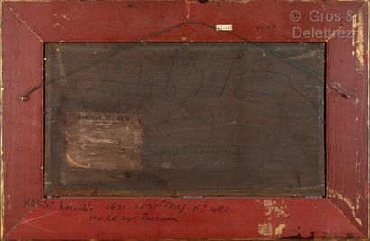 null Amedée ROSIER (1831-1898) Bateaux à marée basse Huile sur panneau 31 x 56 c...