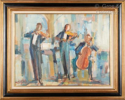 null LAPEYRO (XXe siècle) Trio à Corde Huile sur toile signée en bas à droite, contresignée...