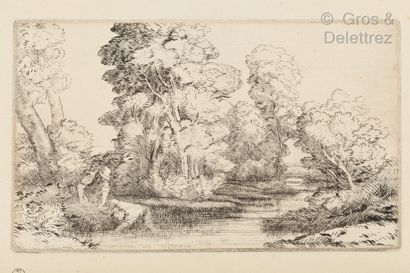 null Alphonse LEGROS (1837 – 1911)

-Le coup de vent. 16 x 9,2 cm signé

-Arbres...