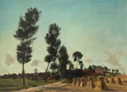 null Charles LEBON (1906-1957) Paysage aux meules Huile sur toile signée 100 x 130...