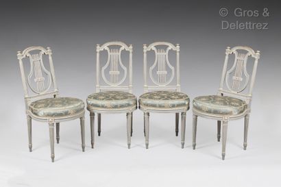 null Suite of four lyre chairs in the Louis XVI style 89 x 44 cm