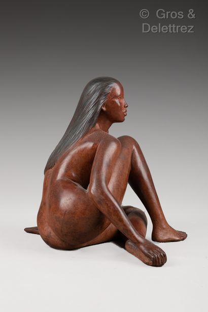 null Valerio DEMARCHI known as VALERIUS (born in 1941) Nude Thai woman Sculpture...