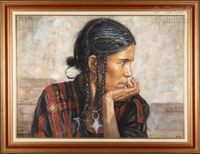 KALIFA Portrait of a Berber woman Oil on...