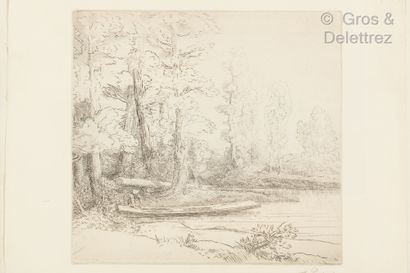null Alphonse LEGROS (1837 – 1911)

-Arbres dans la campagne 11,1 x 20 cm.

-Barque...