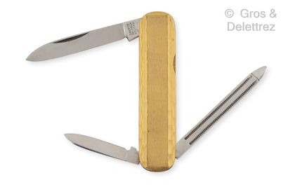 Gold-plated metal penknife, steel blade....