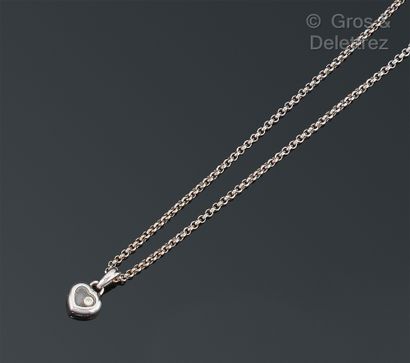 CHOPARD "Happy Diamond" - Heart pendant in white gold, adorned with a brilliant-cut...
