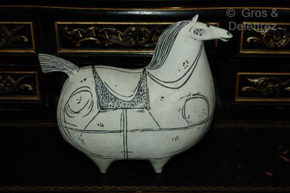 STIG LINDBERG (1916-1982) Cheval en céramique, signé STIGL.

Long : 30 cm
