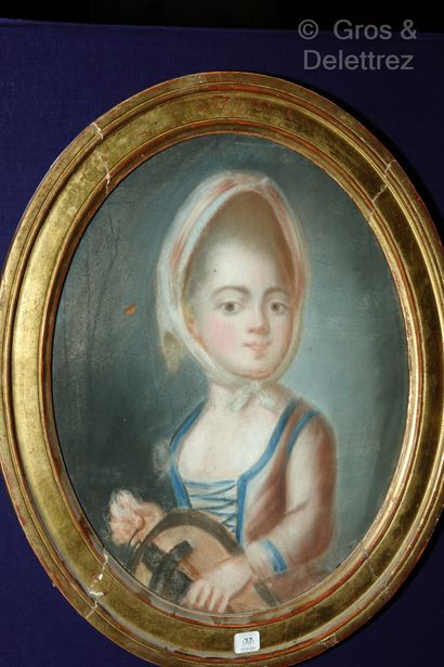 École française fin du XVIIIe Portrait de jeune fille à la vièle

Pastel de forme...