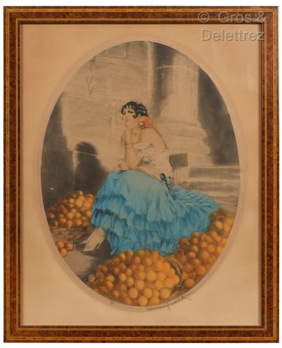 null Louis ICART (1888-1950)

La marchande d'oranges. 1929

Gravure ovale en couleur...