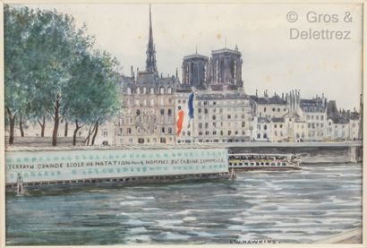 Vue de la Seine avec la grande piscine au...