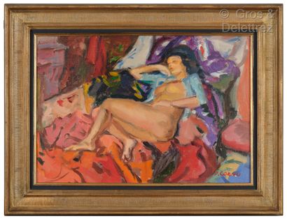 null Pierre CORNU (1895-1996)

Nu allongé

Acrylique sur toile, signée en bas à droite.

38...