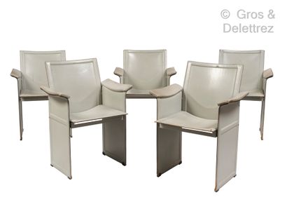 null 
"Matteo GRASSI (1927-2001) Suite of five seats entirely covered with a gray...
