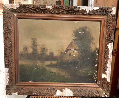 null French school of the 19th century 

Cottage by a pond

Oil on canvas. 

33 x...