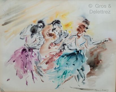 Marina GREKOFF (1918-2009) 
Dance scene 
Watercolor,...