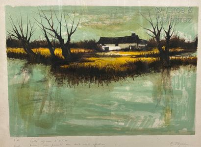 null Eric PEYROL (XXth)

Cottage near the lake

Lithograph, artist's proof signed...