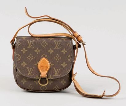 Louis VUITTON Sac "Saint-Cloud" petit modèle en toile monogram et cuir naturel, fermeture...