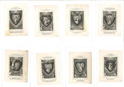 null 16 Images pieuses imprimées du XIXe siècle. «Triomphe de la Grâce dans un Coeur»....