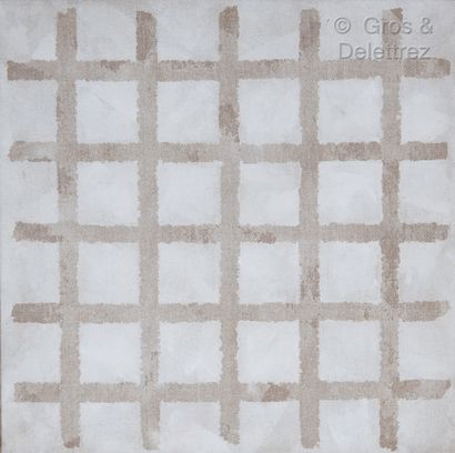 Claire PICHAUD (1935-2017) Homage to Malevich, circa 1980 White beige (grid) Acrylic...