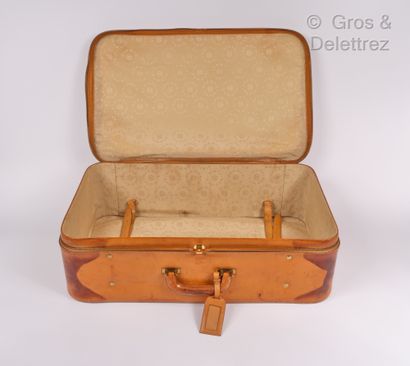 HERMÈS Paris made in France Set of two suitcases in beige canvas H mottled and natural...