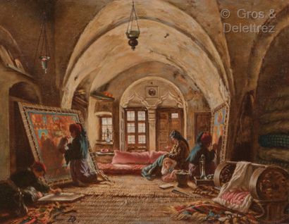 Johann Ludwig Rudolf DURHEIM (1811-1895) Un atelier de peintre d’icônes, Jérusalem

Huile...