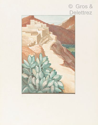 François-Louis SCHMIED (1873-1941) -Kasbah abandonnée, Haut-Dadès, 

Estampe en couleurs...