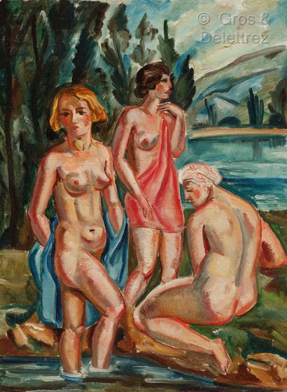 null André FAVORY (Paris 1888 – Paris 1937)



Trois baigneuses au bord de la rivière



Huile...