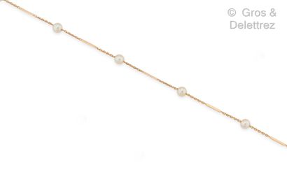 Pink gold necklace, composed of a chain of...