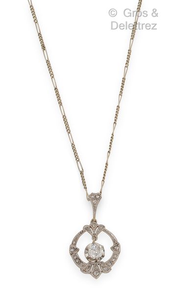 Necklace in white gold, decorated with a...