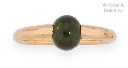 POMELATTO "M'Ama Non M'Ama" - Ring in pink gold, decorated with a cabochon tourmaline....