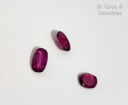 null Lot of three rubies on paper. Total weight : 5,22 carats.
