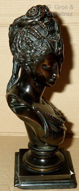 null D'après Jean GOUJON (?)

Buste de Diane de Poitiers

Bronze à patine brune

Socle...