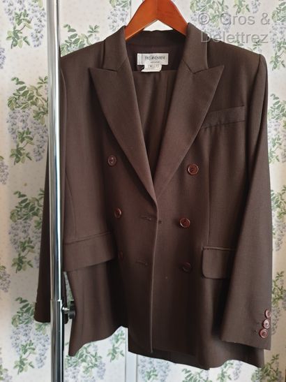null Yves Saint Laurent Variation Brown wool trouser suit, double breasted jacket*,...