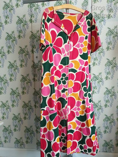null Nina RICCI Vacances Zipped long dress in printed cotton with large flowers in...