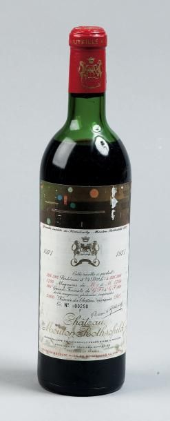 null 1 Bouteille CH. MOUTON-ROTHSCHILD, 1° cru Pauillac 1971 (ela, tachée; B)