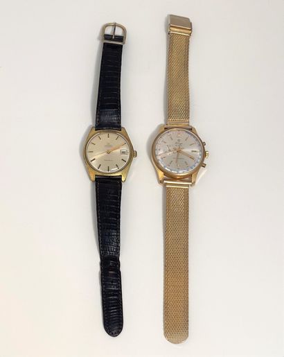 null Lot de deux montres en métal, chronographe Lings et Omega automatique.