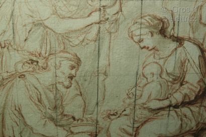 École Française du XVIIe siècle Adoration des Bergers

Sanguine, lavis brun et bistre

26,4...
