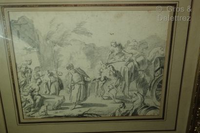 Ecole Italienne du XVIIIe siècle Joseph vendu par ses frères

Plume et encre brune...