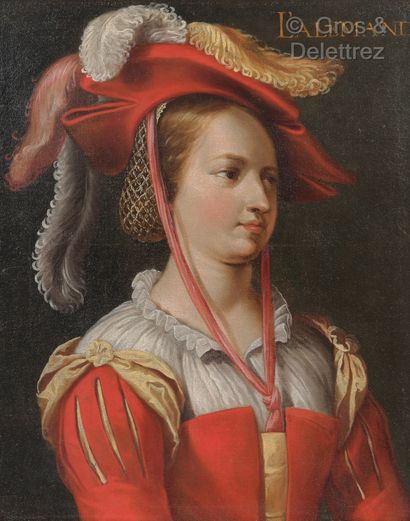 Ecole FRANCAISE vers 1800 Portrait de dame dans l’esprit de la renaissance

Toile

68...