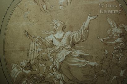 Ecole italienne du XVIIe siècle Apothéose de Sainte Cécile

Plume et encre brune,...