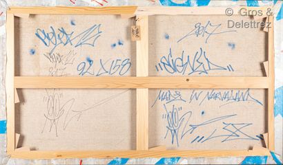 Sebastien MARC dit COLORZ (né en 1972) Grafiti sur toile signée au dos et datée 2017

92...