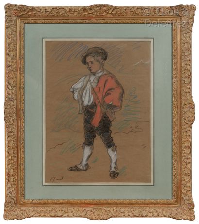 René HERMANN-PAUL (1864-1940) Jeune garçon en costume basque

Pastel et fusain sur...