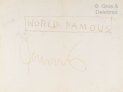 Jean-Michel BASQUIAT (1960-1988), attribué à World famous

Crayon gras.

Titré, signé...