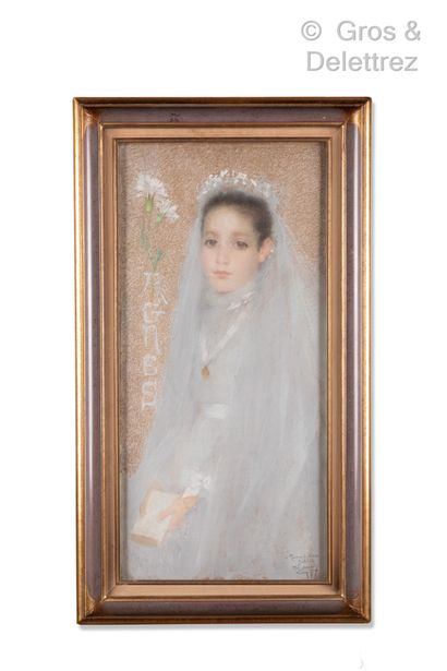 LUCIEN LÉVY-DHURMER (1865–1953) Portrait d’Agnès en jeune communiante

Pastel sur...