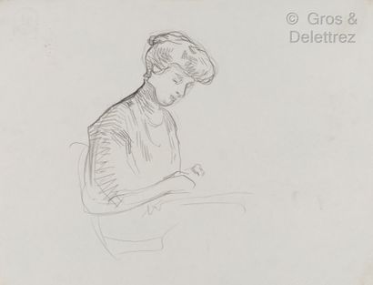 René HERMANN-PAUL (1864-1940) Lot de 6 dessins (au fusain, crayons de couleur, plume...