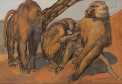 Paul JOUVE (1878-1973) Groupe de singes. C 1934

Huile sur panneau.

Signé en bas...