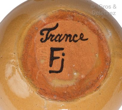 FRANCIS JOURDAIN (1876-1958) Théière et son sucrier en céramique émaillée marron...