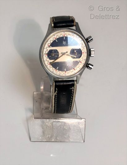 LIP France About 1960. Wrist watch chrome-plated chronograph steel bottom 2 counters....